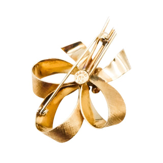 Vintage Winard 12K Gold Filled Cultured Pearl & Faux Turquoise Bow Brooch