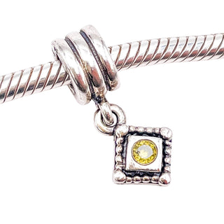 Pandora Hanging Rhombus Shape Sterling Silver Dangle Charm With Green Zirconia