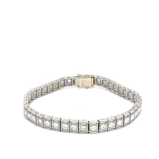 Platinum and 18K White Gold 3 ctw Diamond Line 7 Inch Tennis Bracelet