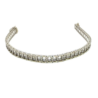 Platinum and 18K White Gold 3 ctw Diamond Line 7 Inch Tennis Bracelet