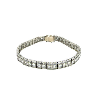Platinum and 18K White Gold 3 ctw Diamond Line 7 Inch Tennis Bracelet