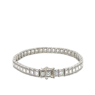 Platinum and 18K White Gold 3 ctw Diamond Line 7 Inch Tennis Bracelet