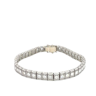 Platinum and 18K White Gold 3 ctw Diamond Line 7 Inch Tennis Bracelet