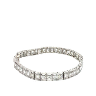 Platinum and 18K White Gold 3 ctw Diamond Line 7 Inch Tennis Bracelet