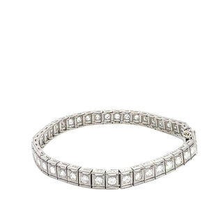 Platinum and 18K White Gold 3 ctw Diamond Line 7 Inch Tennis Bracelet