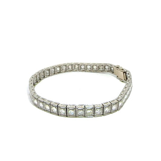 Platinum and 18K White Gold 3 ctw Diamond Line 7 Inch Tennis Bracelet