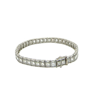 Platinum and 18K White Gold 3 ctw Diamond Line 7 Inch Tennis Bracelet