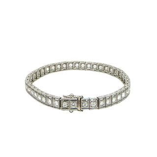 Platinum and 18K White Gold 3 ctw Diamond Line 7 Inch Tennis Bracelet