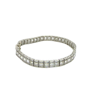Platinum and 18K White Gold 3 ctw Diamond Line 7 Inch Tennis Bracelet