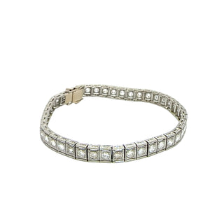 Platinum and 18K White Gold 3 ctw Diamond Line 7 Inch Tennis Bracelet