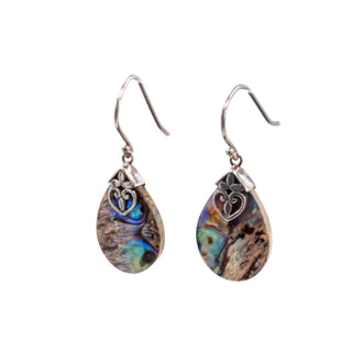 ATI Indonesia Sterling Silver 1.5 Inch Abalone Teardrop Dangle Earrings