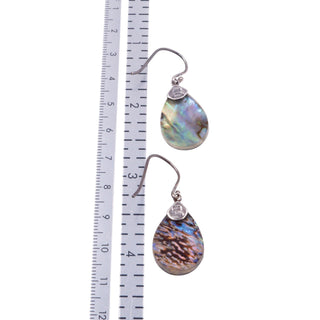 ATI Indonesia Sterling Silver 1.5 Inch Abalone Teardrop Dangle Earrings