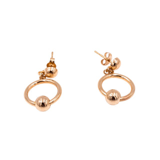 14K Yellow Gold 7/8 Inch Open Circle Drop Stud Earrings