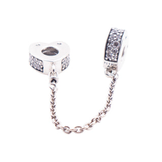 Pandora Retired Sparkling Arc of Love Clear CZ Sterling Silver Safety Chain Charm