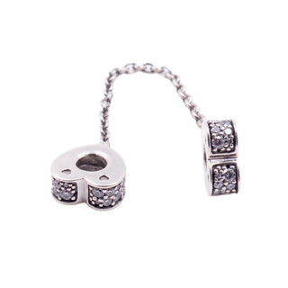 Pandora Retired Sparkling Arc of Love Clear CZ Sterling Silver Safety Chain Charm