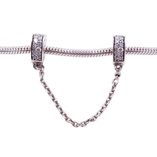 Pandora Retired Sparkling Arc of Love Clear CZ Sterling Silver Safety Chain Charm