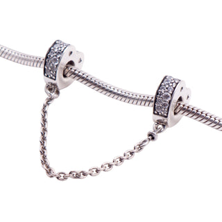 Pandora Retired Sparkling Arc of Love Clear CZ Sterling Silver Safety Chain Charm