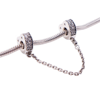 Pandora Retired Sparkling Arc of Love Clear CZ Sterling Silver Safety Chain Charm