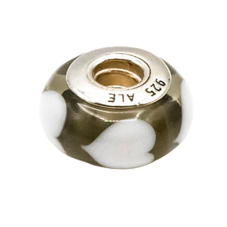 Pandora Clear With White Hearts Murano Glass Sterling Silver Charm