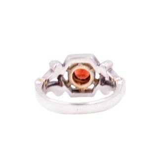 Sterling Silver 14K Yellow Gold Brilliant Cut Garnet Geometric Ring Size 6.75