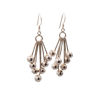Sterling Silver 2.25 Inch Ball Bead Chandelier Dangle Earrings