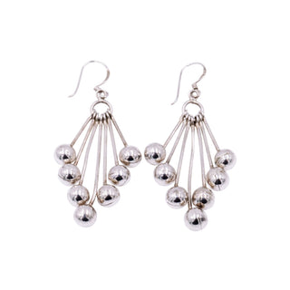 Sterling Silver 2.25 Inch Ball Bead Chandelier Dangle Earrings