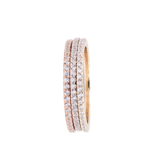 14K Gold Plated Sterling Silver CZ Pave Eternity Stackable Ring Set Size 8.75