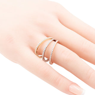 14K Gold Plated Sterling Silver CZ Pave Eternity Stackable Ring Set Size 8.75