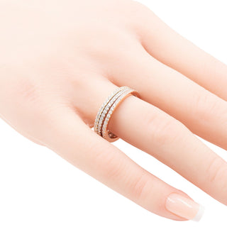14K Gold Plated Sterling Silver CZ Pave Eternity Stackable Ring Set Size 8.75