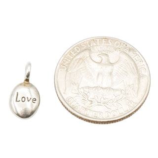 Small Sterling Silver “Love” Charm Pendant – Minimalist Love Token