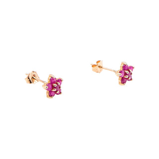 Gems of the Orient 14K Gold 1 Ct Madagascan Ruby Mother of Pearl Floral Jacket Earrings