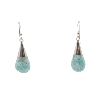 Sterling Silver Larimar Teardrop Dangle Earrings 1.75 Inches