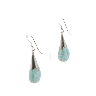 Sterling Silver Larimar Teardrop Dangle Earrings 1.75 Inches