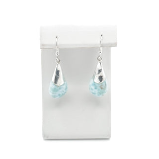 Sterling Silver Larimar Teardrop Dangle Earrings 1.75 Inches