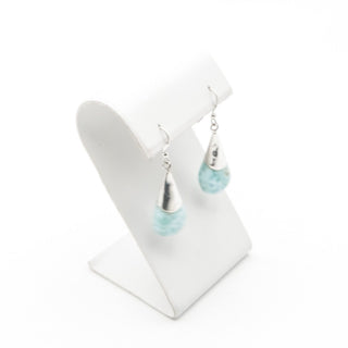 Sterling Silver Larimar Teardrop Dangle Earrings 1.75 Inches