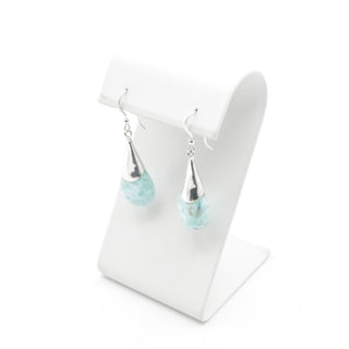 Sterling Silver Larimar Teardrop Dangle Earrings 1.75 Inches