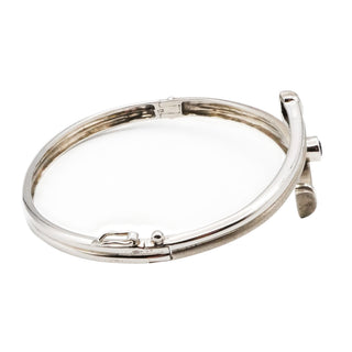 Vintage Sterling Silver Amethyst Bypass Bangle Bracelet 7.5 Inches