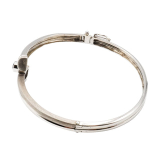 Vintage Sterling Silver Amethyst Bypass Bangle Bracelet 7.5 Inches