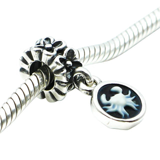 Pandora Rare Cancer Cameo Sterling Silver Black And White Agate Zodiac Dangle Charm
