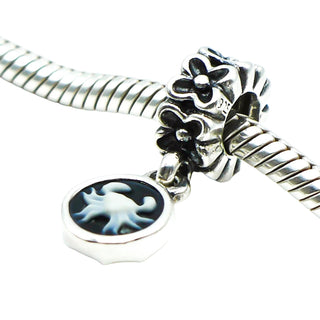 Pandora Rare Cancer Cameo Sterling Silver Black And White Agate Zodiac Dangle Charm