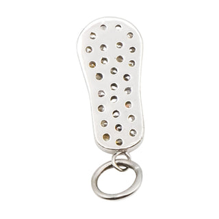 Vintage FAS 9K White Gold Flip Flop Charm Pendant With Clear Cubic Zirconia