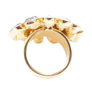 St. John AB Crystal Rhinestone 22K Gold Plated Statement Ring Size 7.5