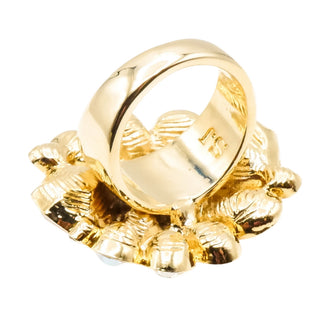 St. John AB Crystal Rhinestone 22K Gold Plated Statement Ring Size 7.5