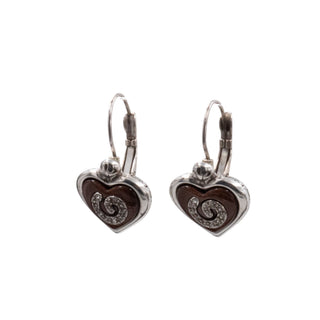 Sterling Silver CZ Heart 1.25 Inch Leverback Earrings