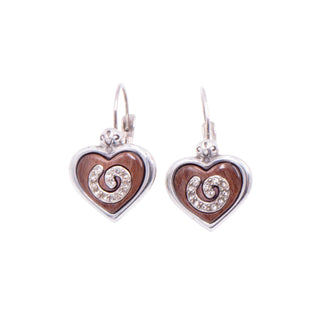 Sterling Silver CZ Heart 1.25 Inch Leverback Earrings