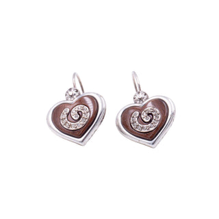 Sterling Silver CZ Heart 1.25 Inch Leverback Earrings