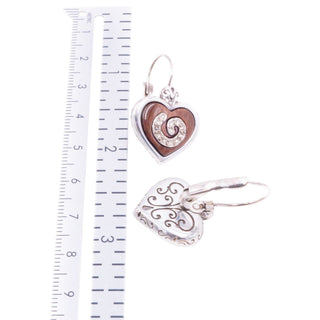 Sterling Silver CZ Heart 1.25 Inch Leverback Earrings