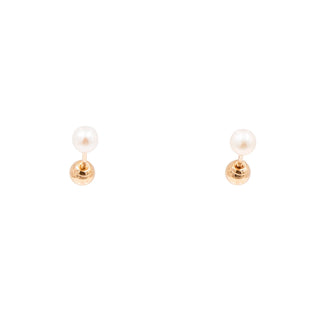 14K Yellow Gold 4mm Akoya Pearl Reversible Screwback Stud Earrings