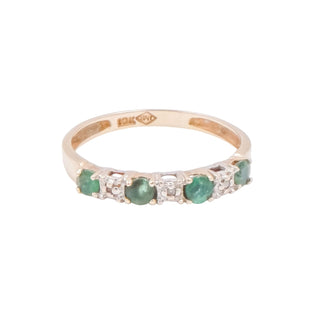10K Yellow Gold Natural Emerald Diamond Ring Size 6