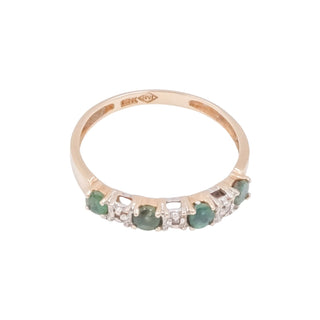10K Yellow Gold Natural Emerald Diamond Ring Size 6